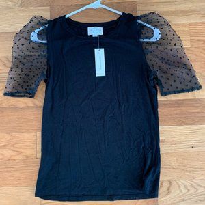 Francesca's Black Detail Sleeve Top